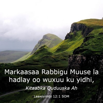 Picture 03 - Laawiyiintii 12:1 SOM - Markaasaa Rabbigu Muuse la hadlay oo wuxuu ku - Bible Verse Picture