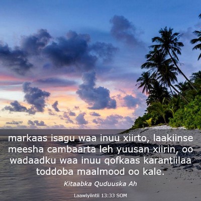 Picture 03 - Laawiyiintii 13:33 SOM - markaas isagu waa inuu xiirto, laakiinse meesha - Bible Verse Picture