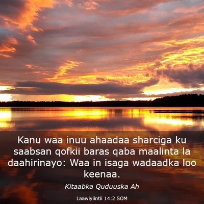 Picture 03 - Laawiyiintii 14:2 SOM - Kanu waa inuu ahaadaa sharciga ku saabsan qofkii - Bible Verse Picture