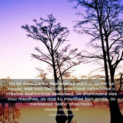 Picture 03 - Laawiyiintii 15:13 SOM - Oo kii dheecaanka daadanayaa markuu daahir ka - Bible Verse Picture