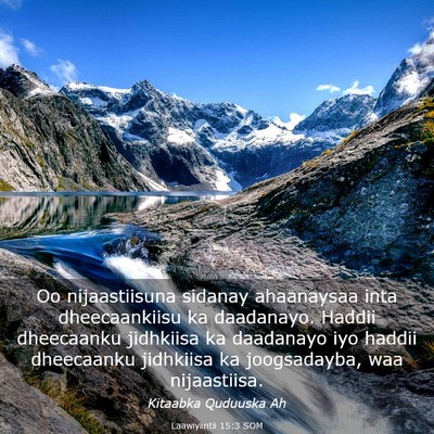 Picture 03 - Laawiyiintii 15:3 SOM - Oo nijaastiisuna sidanay ahaanaysaa inta - Bible Verse Picture