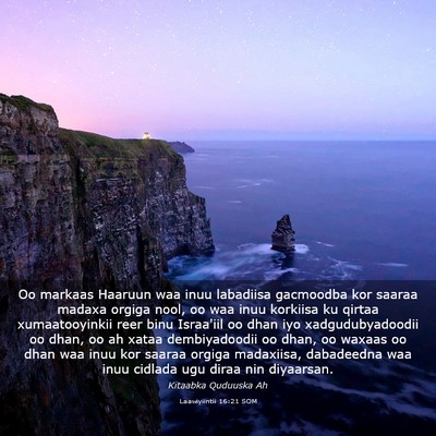 Picture 03 - Laawiyiintii 16:21 SOM - Oo markaas Haaruun waa inuu labadiisa gacmoodba - Bible Verse Picture