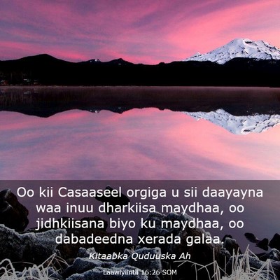 Picture 03 - Laawiyiintii 16:26 SOM - Oo kii Casaaseel orgiga u sii daayayna waa inuu - Bible Verse Picture