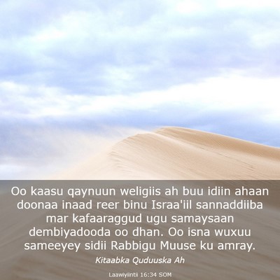 Picture 03 - Laawiyiintii 16:34 SOM - Oo kaasu qaynuun weligiis ah buu idiin ahaan - Bible Verse Picture