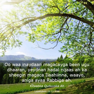 Picture 03 - Laawiyiintii 19:12 SOM - Oo waa inaydaan magacayga been ugu dhaaran, - Bible Verse Picture