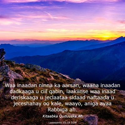 Picture 03 - Laawiyiintii 19:18 SOM - Waa inaadan ninna ka aarsan, waana inaadan - Bible Verse Picture