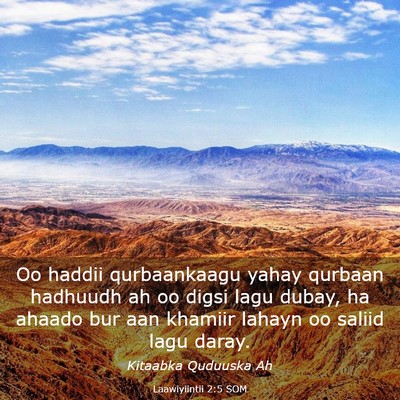 Picture 03 - Laawiyiintii 2:5 SOM - Oo haddii qurbaankaagu yahay qurbaan hadhuudh ah - Bible Verse Picture