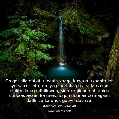 Picture 03 - Laawiyiintii 20:6 SOM - Oo qof alla qofkii u jeesta xagga kuwa ruuxaanta - Bible Verse Picture