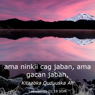 Picture 03 - Laawiyiintii 21:19 SOM - ama ninkii cag jaban, ama gacan - Bible Verse Picture