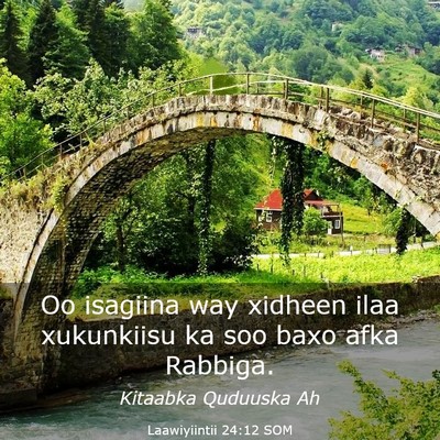Picture 03 - Laawiyiintii 24:12 SOM - Oo isagiina way xidheen ilaa xukunkiisu ka soo - Bible Verse Picture