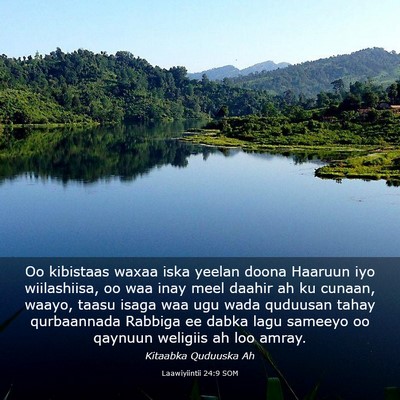 Picture 03 - Laawiyiintii 24:9 SOM - Oo kibistaas waxaa iska yeelan doona Haaruun iyo - Bible Verse Picture