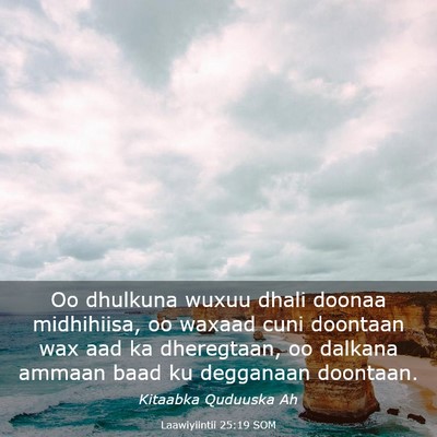 Picture 03 - Laawiyiintii 25:19 SOM - Oo dhulkuna wuxuu dhali doonaa midhihiisa, oo - Bible Verse Picture