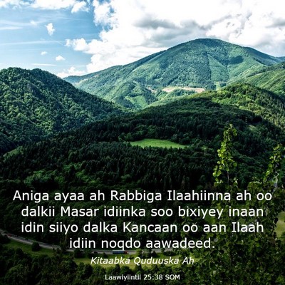 Picture 03 - Laawiyiintii 25:38 SOM - Aniga ayaa ah Rabbiga Ilaahiinna ah oo dalkii - Bible Verse Picture