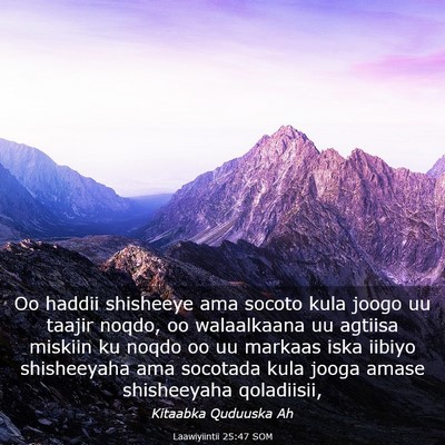 Picture 03 - Laawiyiintii 25:47 SOM - Oo haddii shisheeye ama socoto kula joogo uu - Bible Verse Picture