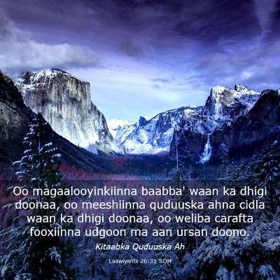 Picture 03 - Laawiyiintii 26:31 SOM - Oo magaalooyinkiinna baabba' waan ka dhigi - Bible Verse Picture