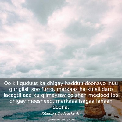 Picture 03 - Laawiyiintii 27:15 SOM - Oo kii quduus ka dhigay hadduu doonayo inuu - Bible Verse Picture