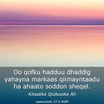 Picture 03 - Laawiyiintii 27:4 SOM - Oo qofku hadduu dhaddig yahayna markaas - Bible Verse Picture