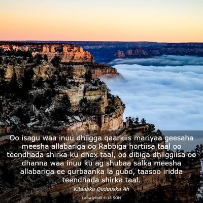 Picture 03 - Laawiyiintii 4:18 SOM - Oo isagu waa inuu dhiigga qaarkiis mariyaa - Bible Verse Picture