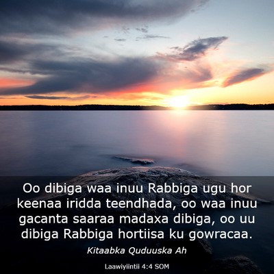 Picture 03 - Laawiyiintii 4:4 SOM - Oo dibiga waa inuu Rabbiga ugu hor keenaa iridda - Bible Verse Picture