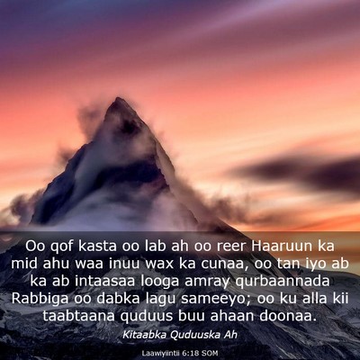 Picture 03 - Laawiyiintii 6:18 SOM - Oo qof kasta oo lab ah oo reer Haaruun ka mid ahu - Bible Verse Picture