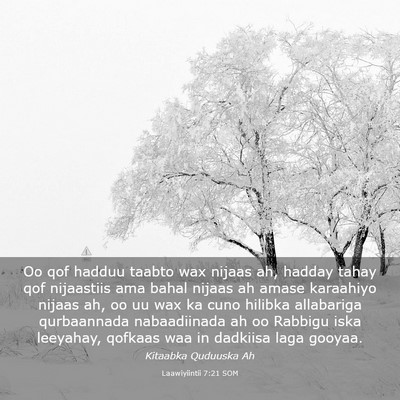 Picture 03 - Laawiyiintii 7:21 SOM - Oo qof hadduu taabto wax nijaas ah, hadday tahay - Bible Verse Picture