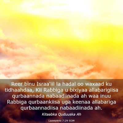 Picture 03 - Laawiyiintii 7:29 SOM - Reer binu Israa'iil la hadal oo waxaad ku - Bible Verse Picture