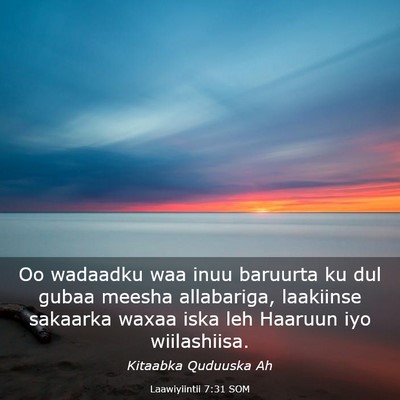 Picture 03 - Laawiyiintii 7:31 SOM - Oo wadaadku waa inuu baruurta ku dul gubaa meesha - Bible Verse Picture
