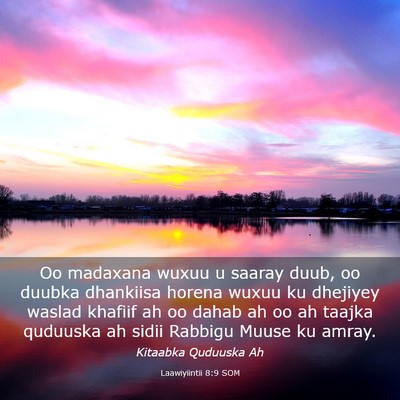 Picture 03 - Laawiyiintii 8:9 SOM - Oo madaxana wuxuu u saaray duub, oo duubka - Bible Verse Picture