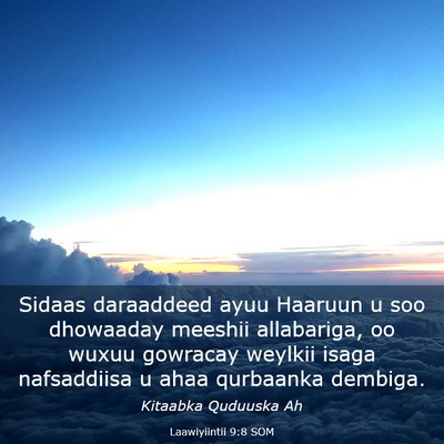 Picture 03 - Laawiyiintii 9:8 SOM - Sidaas daraaddeed ayuu Haaruun u soo dhowaaday - Bible Verse Picture