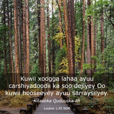 Picture 03 - Luukos 1:52 SOM - Kuwii xoogga lahaa ayuu carshiyadoodii ka soo - Bible Verse Picture