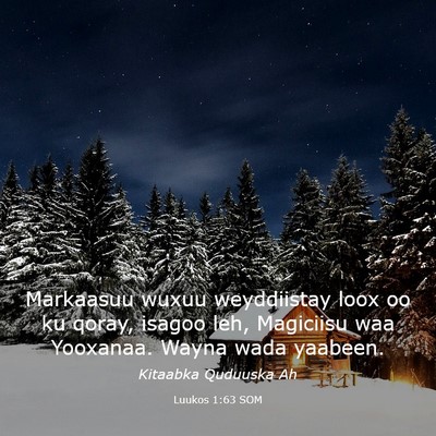 Picture 03 - Luukos 1:63 SOM - Markaasuu wuxuu weyddiistay loox oo ku qoray, - Bible Verse Picture