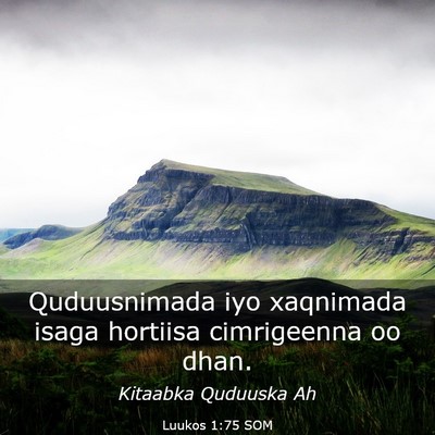 Picture 03 - Luukos 1:75 SOM - Quduusnimada iyo xaqnimada isaga hortiisa - Bible Verse Picture