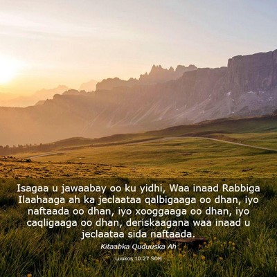 Picture 03 - Luukos 10:27 SOM - Isagaa u jawaabay oo ku yidhi, Waa inaad Rabbiga - Bible Verse Picture
