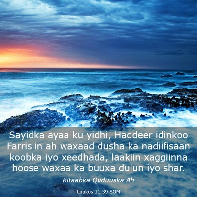 Picture 03 - Luukos 11:39 SOM - Sayidka ayaa ku yidhi, Haddeer idinkoo Farrisiin - Bible Verse Picture