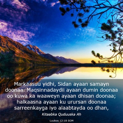 Picture 03 - Luukos 12:18 SOM - Markaasuu yidhi, Sidan ayaan samayn doonaa. - Bible Verse Picture