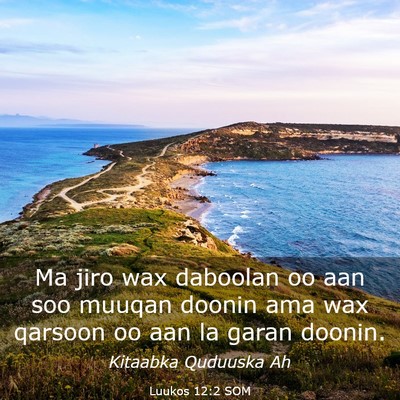 Picture 03 - Luukos 12:2 SOM - Ma jiro wax daboolan oo aan soo muuqan doonin ama - Bible Verse Picture