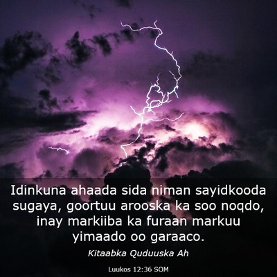 Picture 03 - Luukos 12:36 SOM - Idinkuna ahaada sida niman sayidkooda sugaya, - Bible Verse Picture