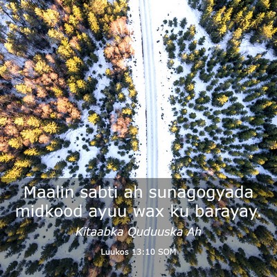 Picture 03 - Luukos 13:10 SOM - Maalin sabti ah sunagogyada midkood ayuu wax ku - Bible Verse Picture