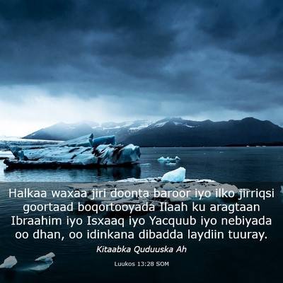 Picture 03 - Luukos 13:28 SOM - Halkaa waxaa jiri doonta baroor iyo ilko jirriqsi - Bible Verse Picture