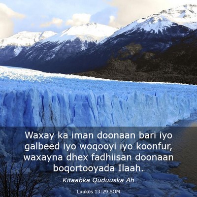 Picture 03 - Luukos 13:29 SOM - Waxay ka iman doonaan bari iyo galbeed iyo - Bible Verse Picture