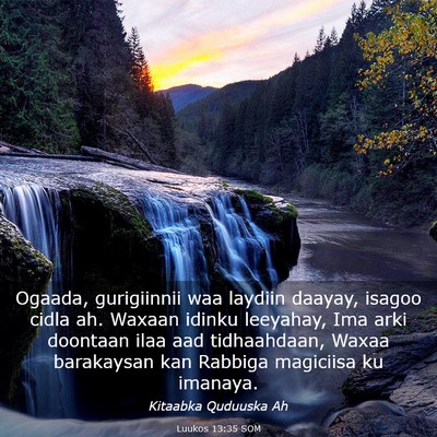 Picture 03 - Luukos 13:35 SOM - Ogaada, gurigiinnii waa laydiin daayay, isagoo - Bible Verse Picture