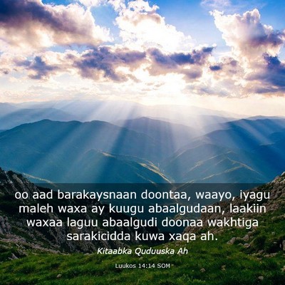 Picture 03 - Luukos 14:14 SOM - oo aad barakaysnaan doontaa, waayo, iyagu maleh - Bible Verse Picture