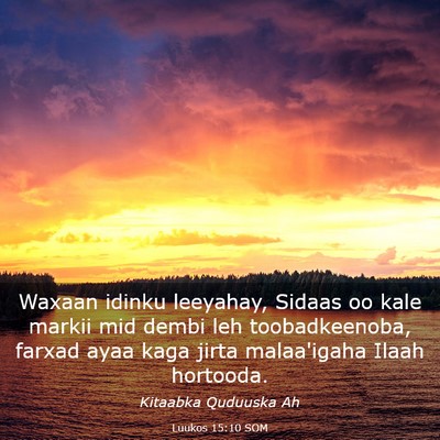 Picture 03 - Luukos 15:10 SOM - Waxaan idinku leeyahay, Sidaas oo kale markii mid - Bible Verse Picture