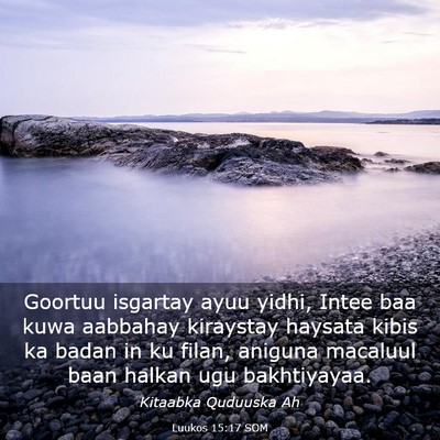 Picture 03 - Luukos 15:17 SOM - Goortuu isgartay ayuu yidhi, Intee baa kuwa - Bible Verse Picture