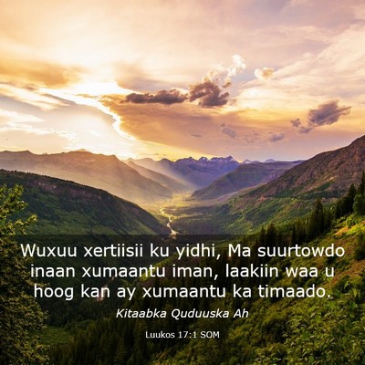Picture 03 - Luukos 17:1 SOM - Wuxuu xertiisii ku yidhi, Ma suurtowdo inaan - Bible Verse Picture