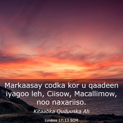 Picture 03 - Luukos 17:13 SOM - Markaasay codka kor u qaadeen iyagoo leh, Ciisow, - Bible Verse Picture