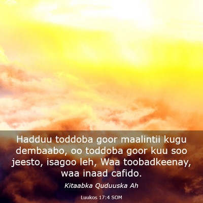 Picture 03 - Luukos 17:4 SOM - Hadduu toddoba goor maalintii kugu dembaabo, oo - Bible Verse Picture