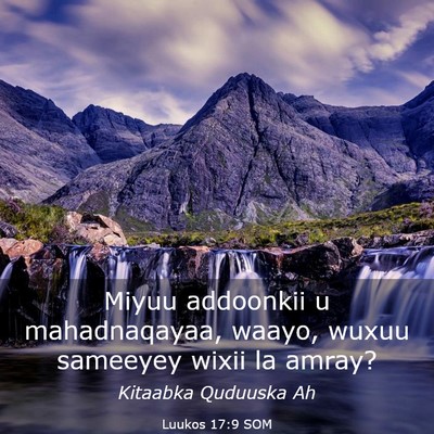 Picture 03 - Luukos 17:9 SOM - Miyuu addoonkii u mahadnaqayaa, waayo, wuxuu - Bible Verse Picture