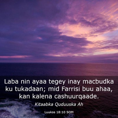 Picture 03 - Luukos 18:10 SOM - Laba nin ayaa tegey inay macbudka ku tukadaan; - Bible Verse Picture