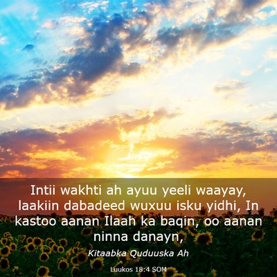Picture 03 - Luukos 18:4 SOM - Intii wakhti ah ayuu yeeli waayay, laakiin - Bible Verse Picture